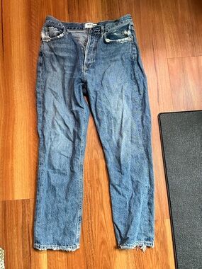 Agolde Women's Riley Straight Leg Jeans in Medium Blue Denim, size 27